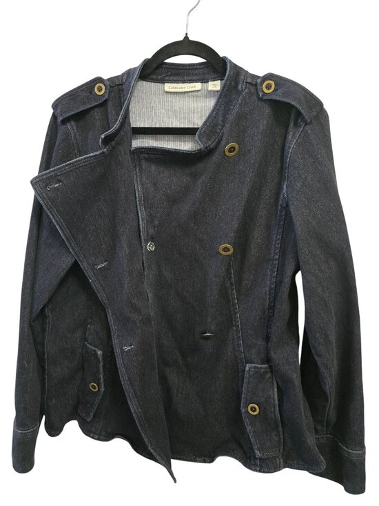 Coldwater Creek Double-Breasted Denim Jacket Womens M  Dark Wash - Picture 6 of 10